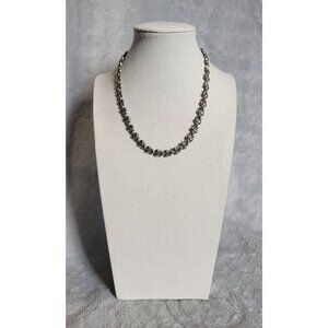 Silver Tone Linked Tulip? Shape Choker Costume Necklace N1E